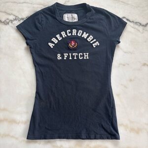 Abercrombie & Fitch Navy Blue Baby Tee Y2K Vintage Logo Crest Shirt Size S